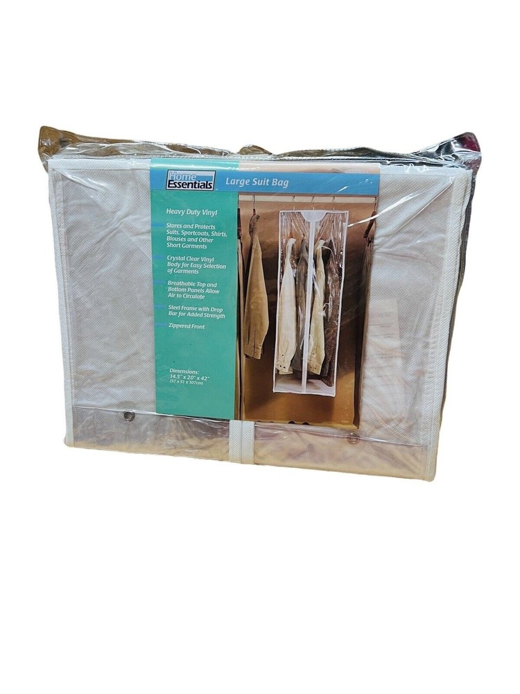 Large suit bag heavy duty Vinyl 14 1/2” x 20” x 42” Holds suits sportcoats shirt